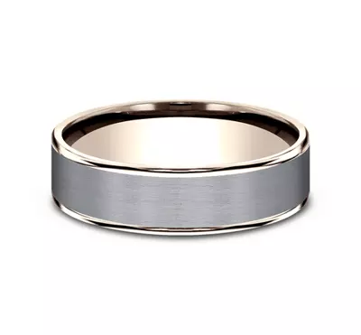 Satin Tantalum Two-Tone Comfort-Fit Band (6.5mm)