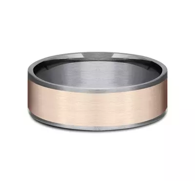 Satin Tantalum Two-Tone Comfort-Fit Band (7.5mm)