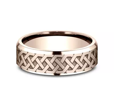 Celtic Love Knot Beveled Edge Comfort Fit Band (7mm)