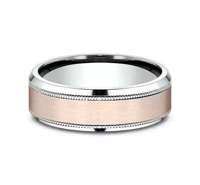 Satin Finish Milgrain Beveled Edge Comfort Fit Band (7mm)
