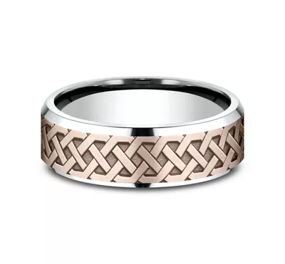 Celtic Love Knot Beveled Edge Comfort Fit Band (7mm)
