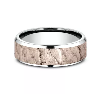 Obsidian Texture Beveled Edge Comfort Fit Band (7mm)