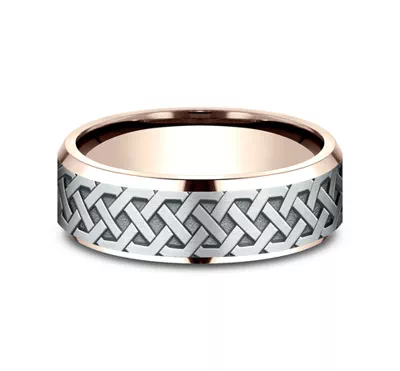 Celtic Love Knot Beveled Edge Comfort Fit Band (7mm)