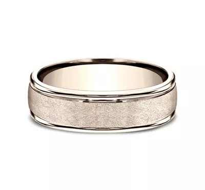 Linen Texture Drop Edge Comfort-Fit Band (6.5mm)