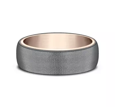 Mineral Finish Tantalum Two-Tone Comfort-Fit Band (6.5mm)