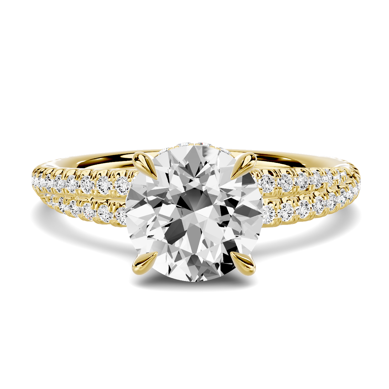 Avalon Double Pavé Crossover Hidden Halo Engagement Ring