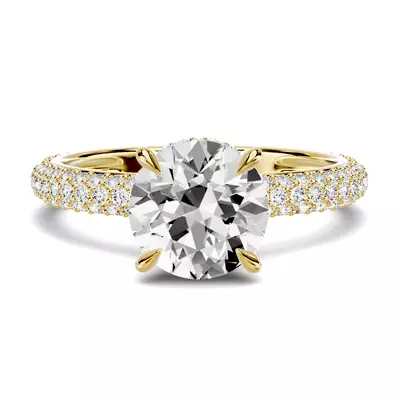 Selora Rolled Pavé Hidden Halo Engagement Ring