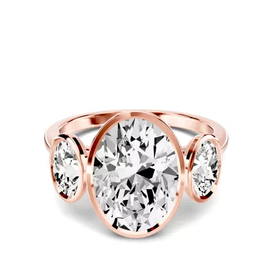 Montero Oval Bezel Three-Stone Lab Diamond Engagement Ring (.75 ct. tw.)