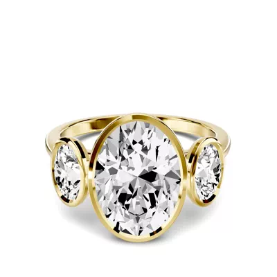 Montero Oval Bezel Three-Stone Lab Diamond Engagement Ring (.75 ct. tw.)