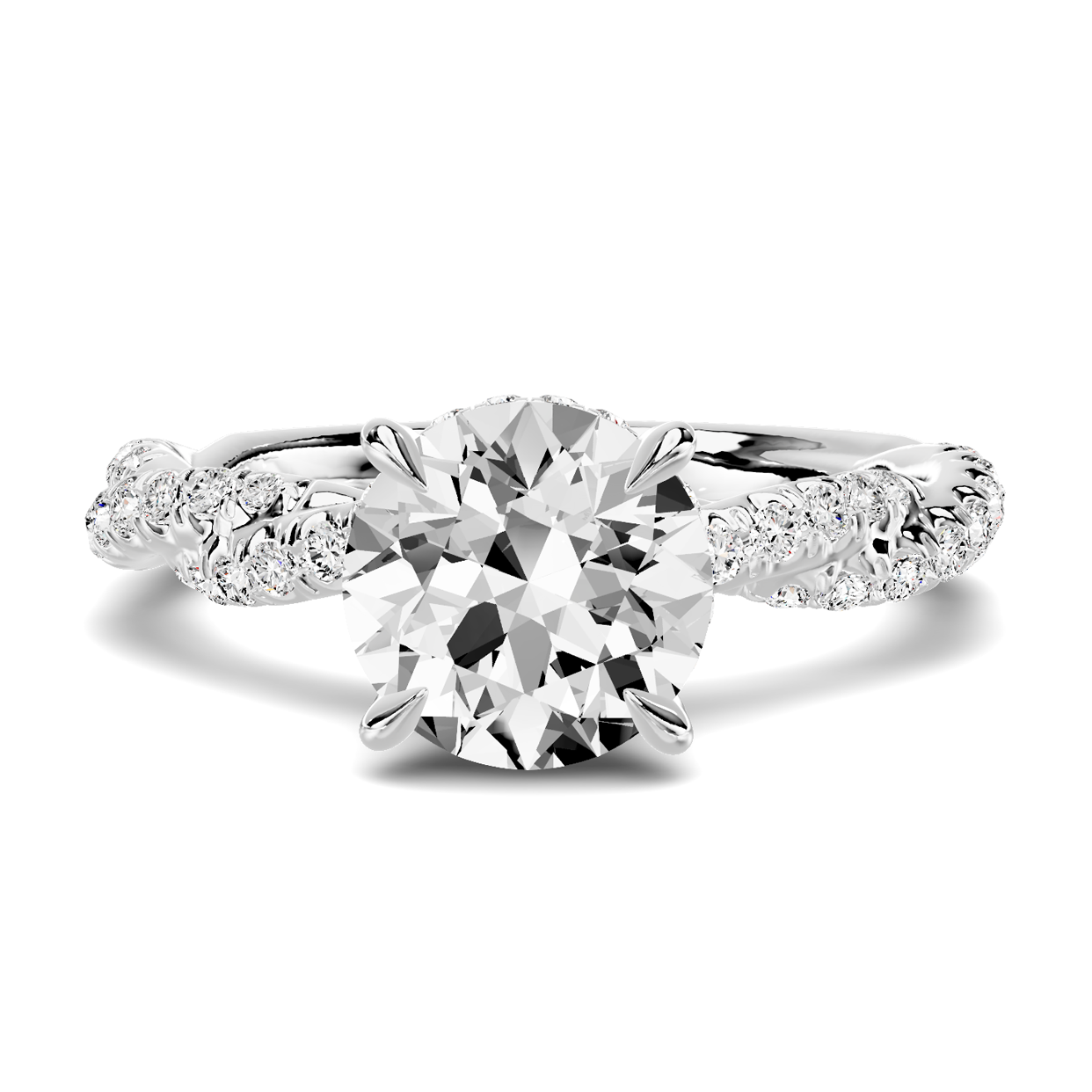 Riona Double Pavé Twist Hidden Halo Engagement Ring