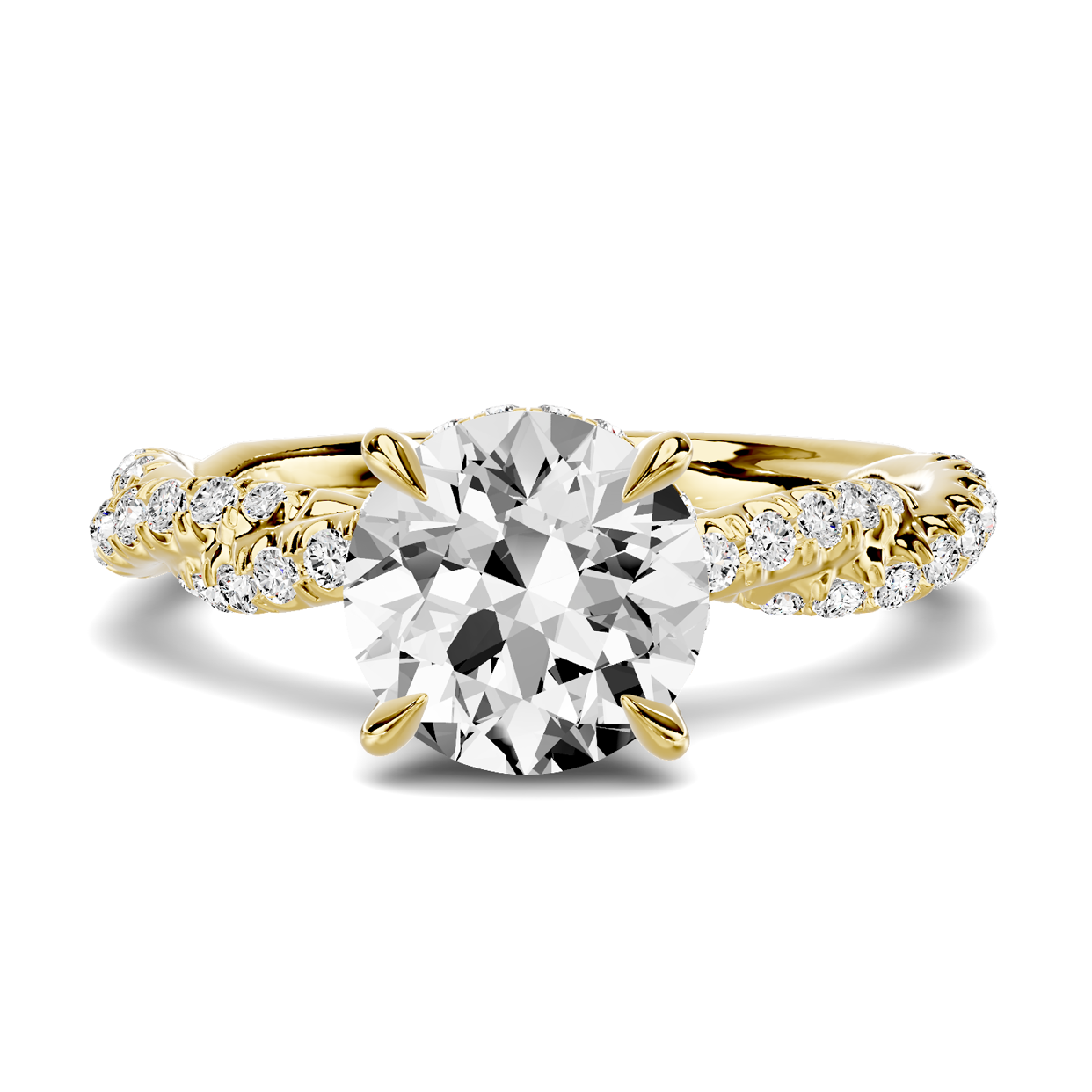 Riona Double Pavé Twist Hidden Halo Engagement Ring