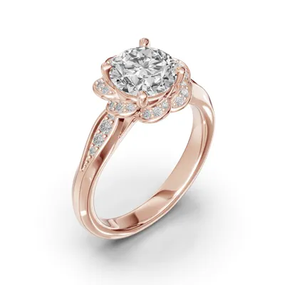 Parisa Floral Halo Lab Engagement Ring