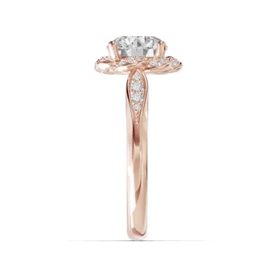 Parisa Floral Halo Lab Engagement Ring