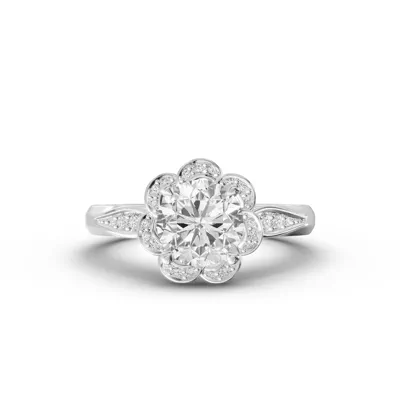 Parisa Floral Halo Lab Engagement Ring
