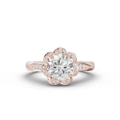 Parisa Floral Halo Lab Engagement Ring