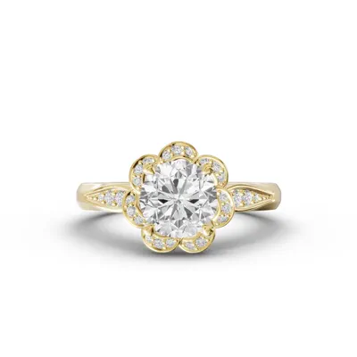 Parisa Floral Halo Lab Engagement Ring