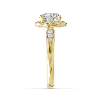 Parisa Floral Halo Lab Engagement Ring