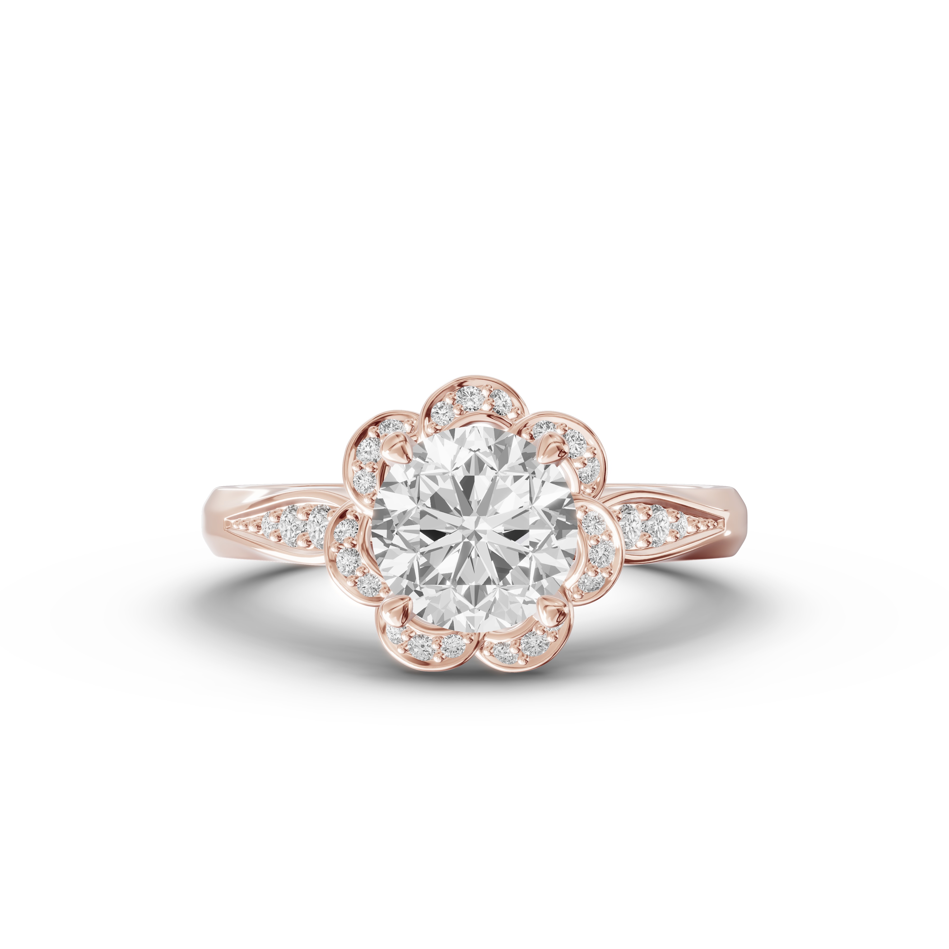 Parisa Floral Halo Engagement Ring