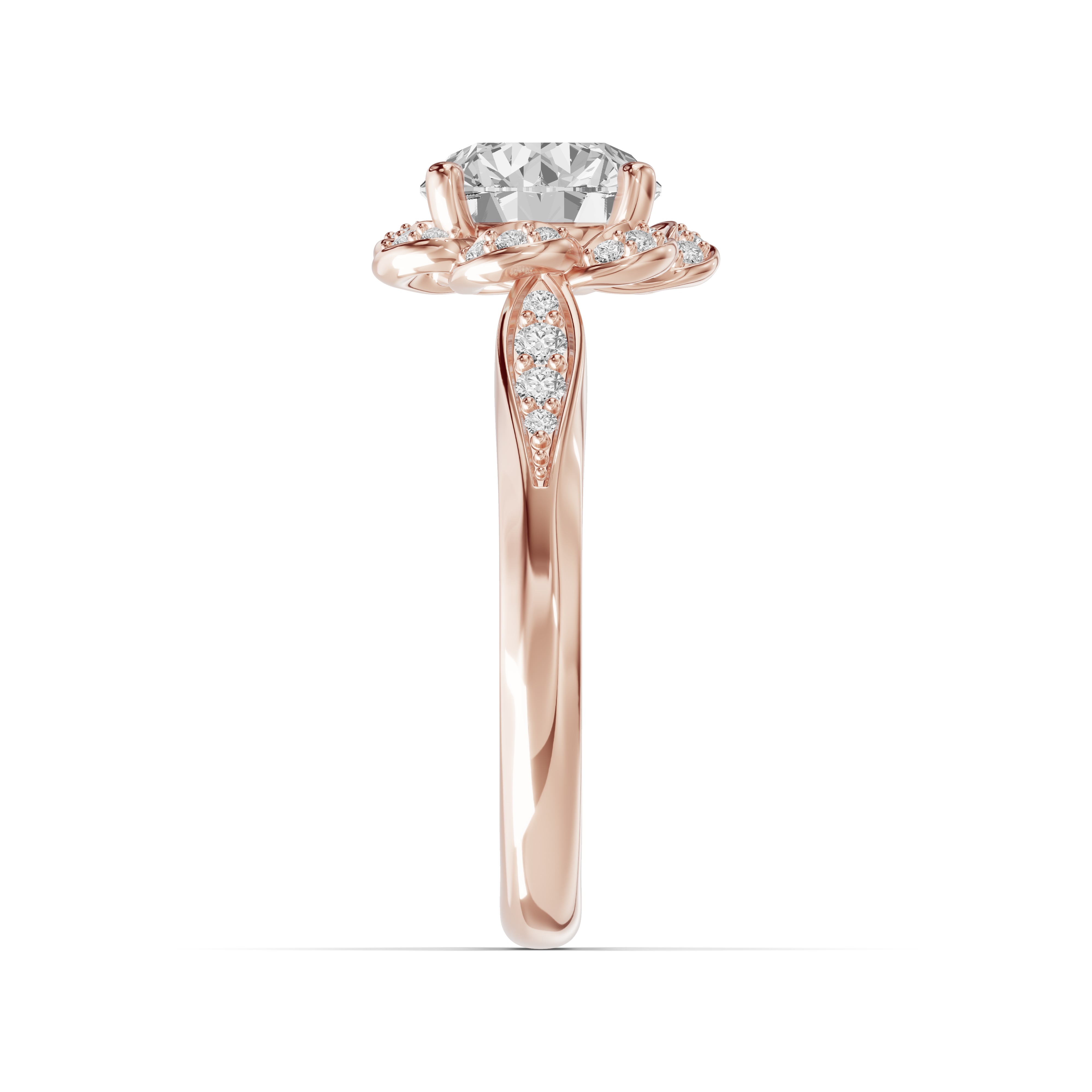 Parisa Floral Halo Engagement Ring