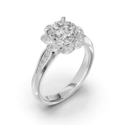Parisa Floral Halo Engagement Ring