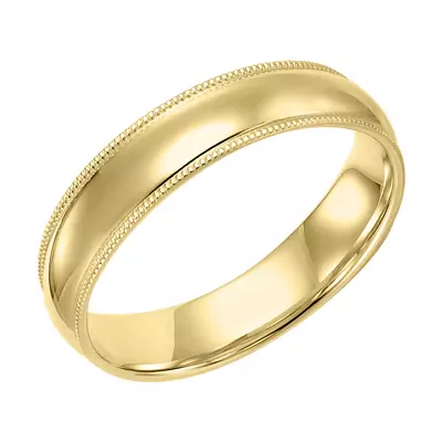 Milgrain Low Dome Comfort Fit Polished Band (5mm)