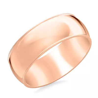 Milgrain Low Dome Comfort Fit Polished Band (8mm)