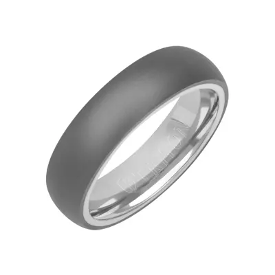 Matte Low  Dome Tantalum With Gold Band (6mm)