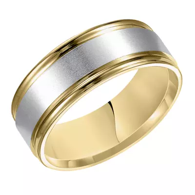 Two-Tone Brushed Center Finish Wedding Band (8mm)