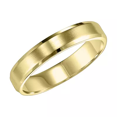 Flat Bevel Edge Carved Wedding Band (4mm)