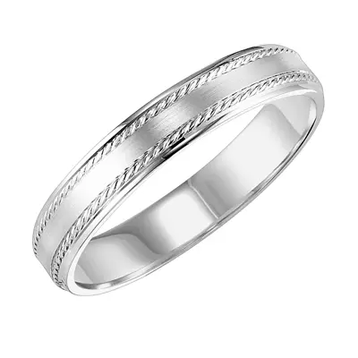 Roll Edge Carved Band With Rope Design (4mm)
