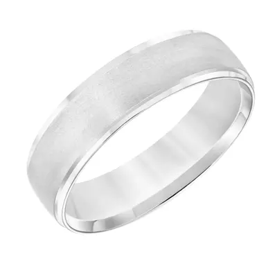 Brushed Finish Polished Flat Edge Wedding Band (6mm)