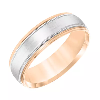 Brushed Finish Center Milgrain Wedding Band (6.5mm)