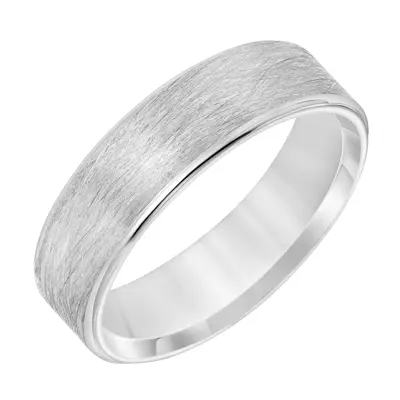 Flat Concave Edge Carved Wedding Band (6mm)