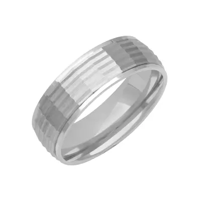 Brushed Faceted Layered Low Dome And Polished Edge Band (7mm)