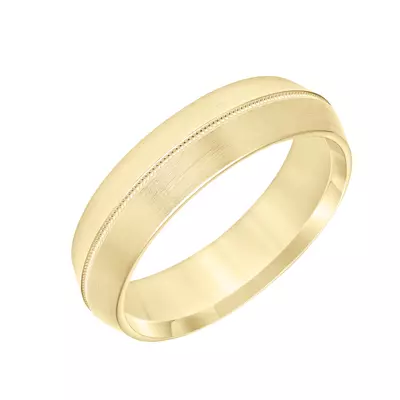 Brushed Incline Milgrain Band (6mm)