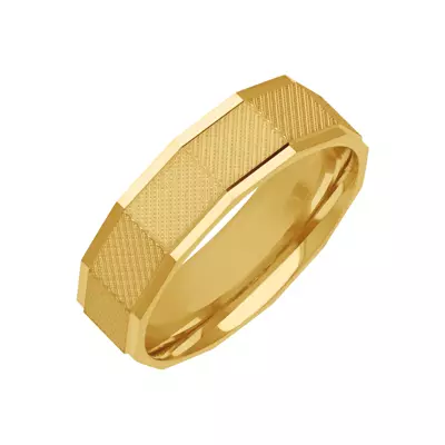 Textured Diamond Cut Detailing With Faceted Edge Band (6.5mm)