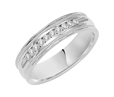 Diamond Channel Set Band With Milgrain