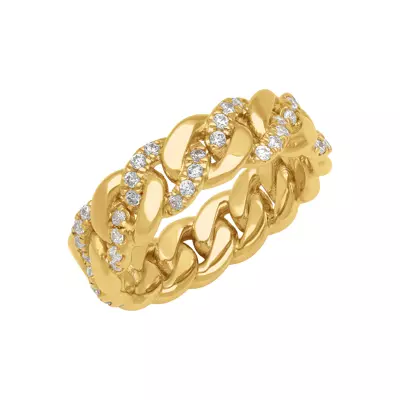 Cuban Link Half-Eternity Diamond Band (7mm)