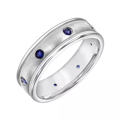 Sapphire Eternity Brushed Milgrain Band (6.5mm)
