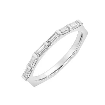 Geometric Nine Baguette Diamond Wedding Band