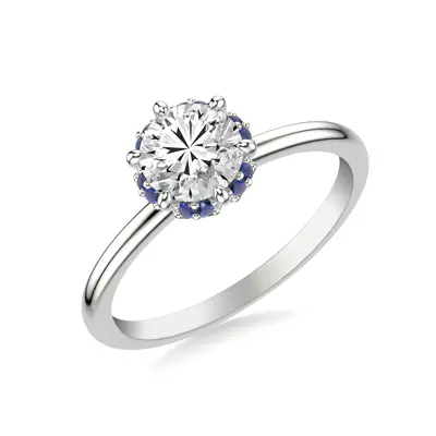 Theodora Sapphire Halo Engagement Ring