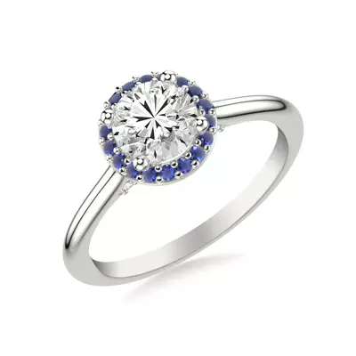 Royalty Sapphire Halo Engagement Ring
