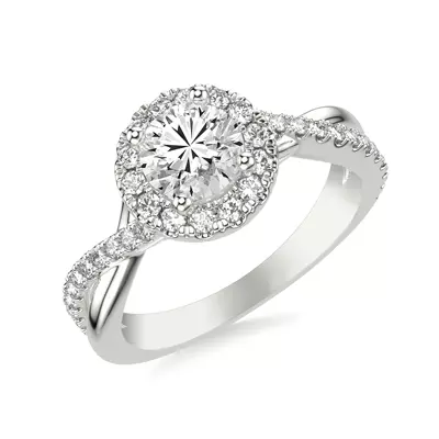 Lexie Contemporary Twist Halo Engagement Ring