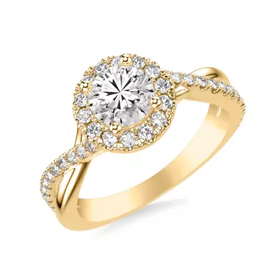 Lexie Contemporary Twist Halo Engagement Ring