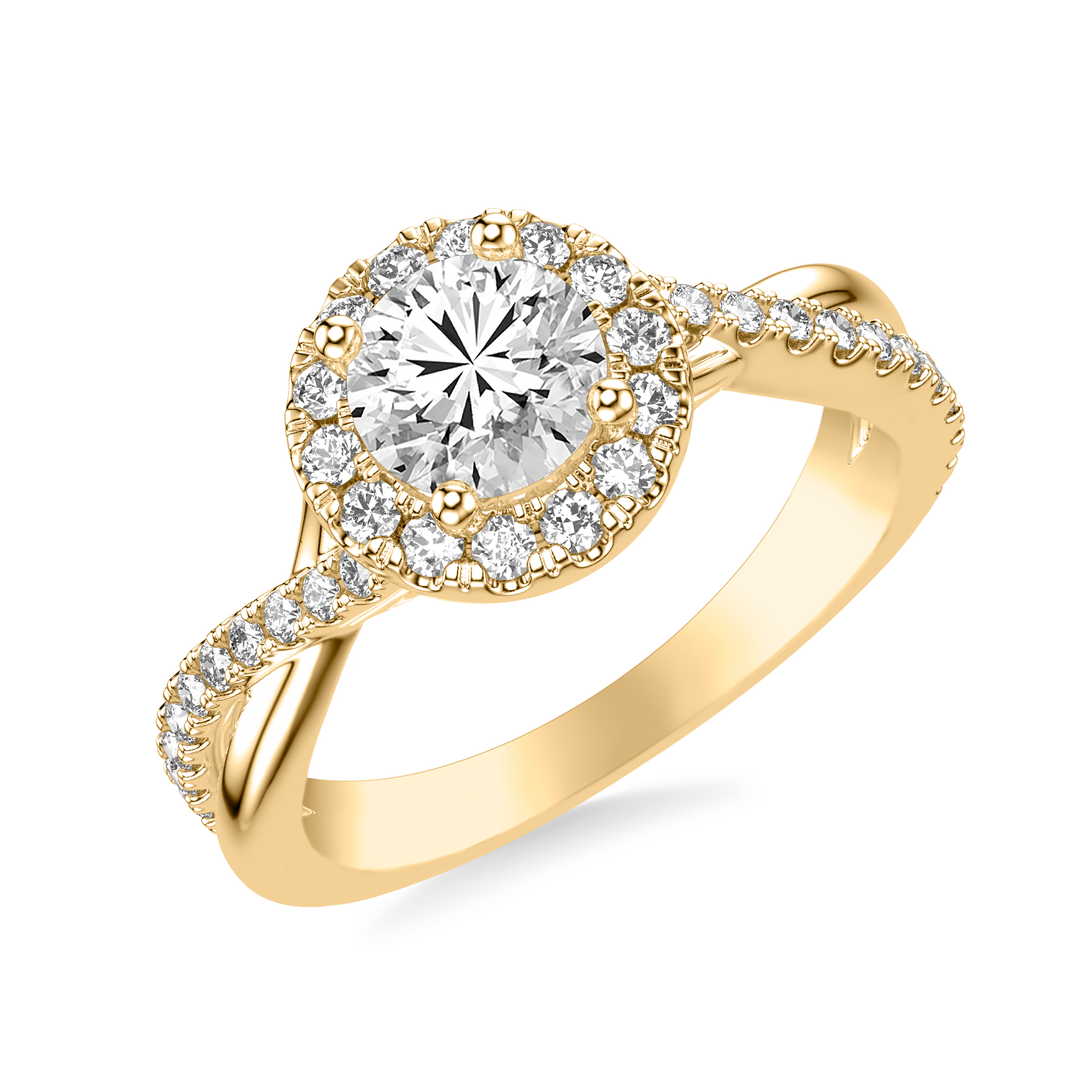 Lexie Contemporary Twist Halo Engagement Ring