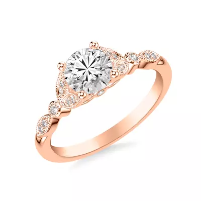 Kelly Milgrain Leaf Diamond Engagement Ring
