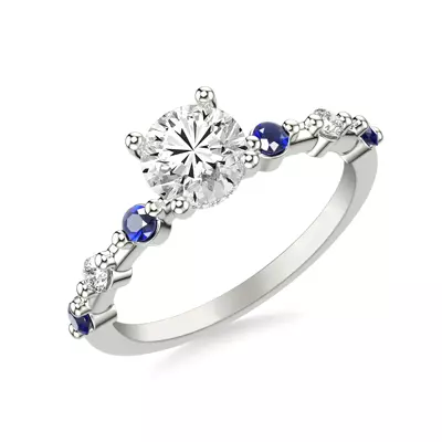 Zina Hidden Halo Sapphire Accent Engagement Ring
