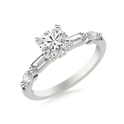 Keely Hidden Halo Mixed-Shape Engagement Ring