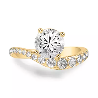 Curvelle Graduated Pavé Lab Engagement Ring