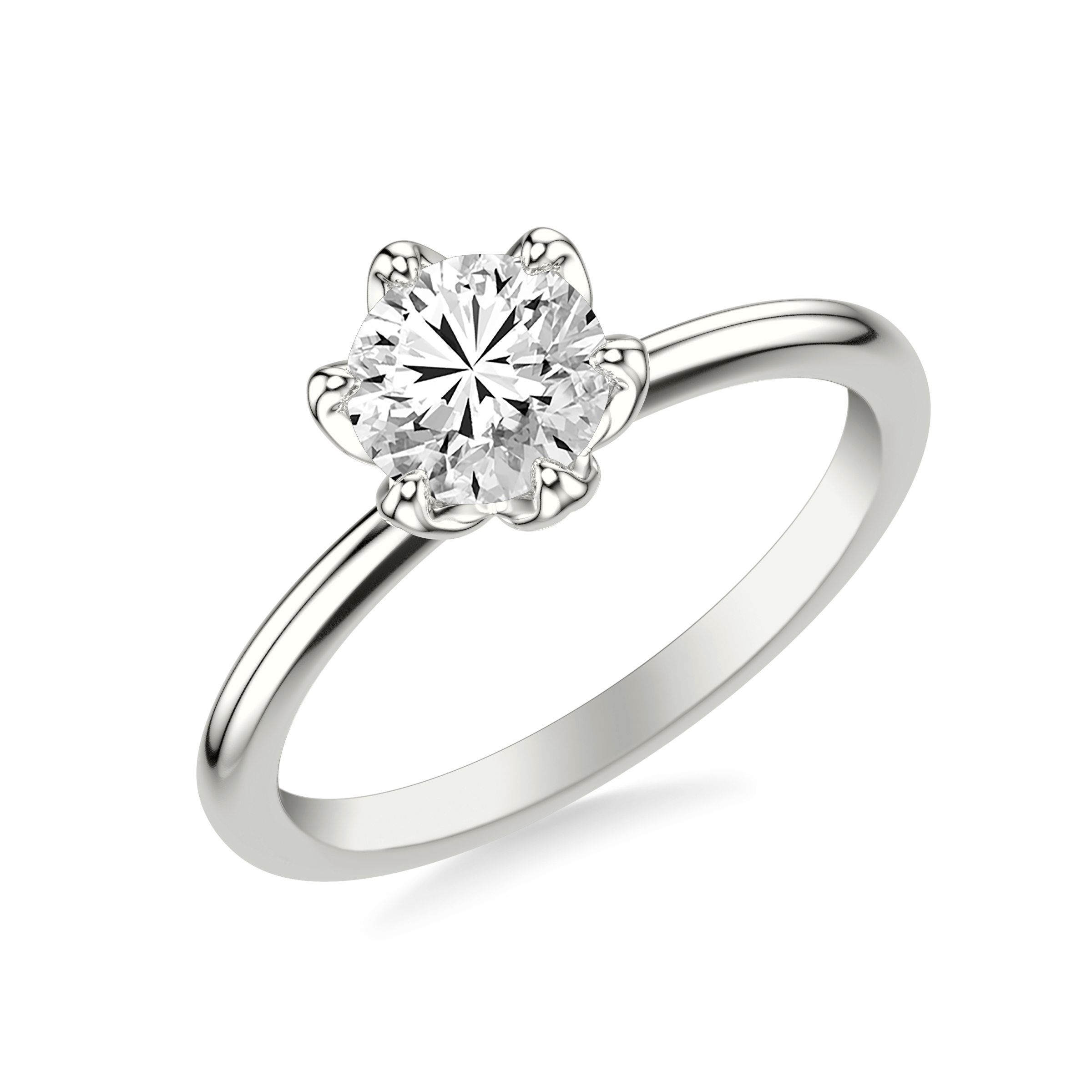 Blanche Six-Prong Petal Shaped Solitaire Engagement Ring